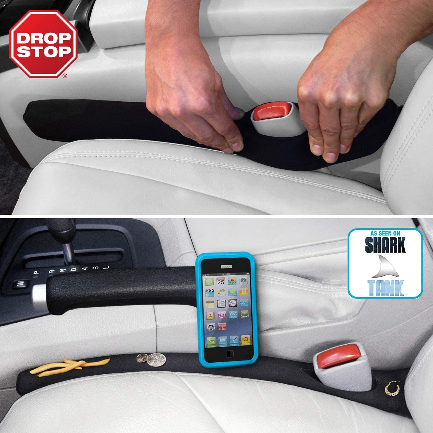 Transform Your Drive with the Original Patented Car Seat Gap Filler - Set of 2 with Slide Free Pad and LED Light